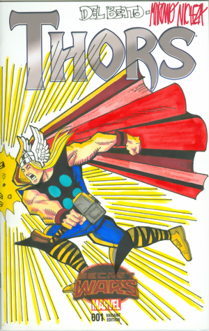 Thors 1 Blank Variant Nicieza And Del Beato Thor Connecting Cover Sketch